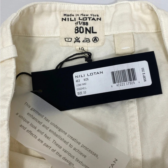 Nili Lotan Luna Eggshell Pants Size 10 NWT $355 - Picture 6 of 11